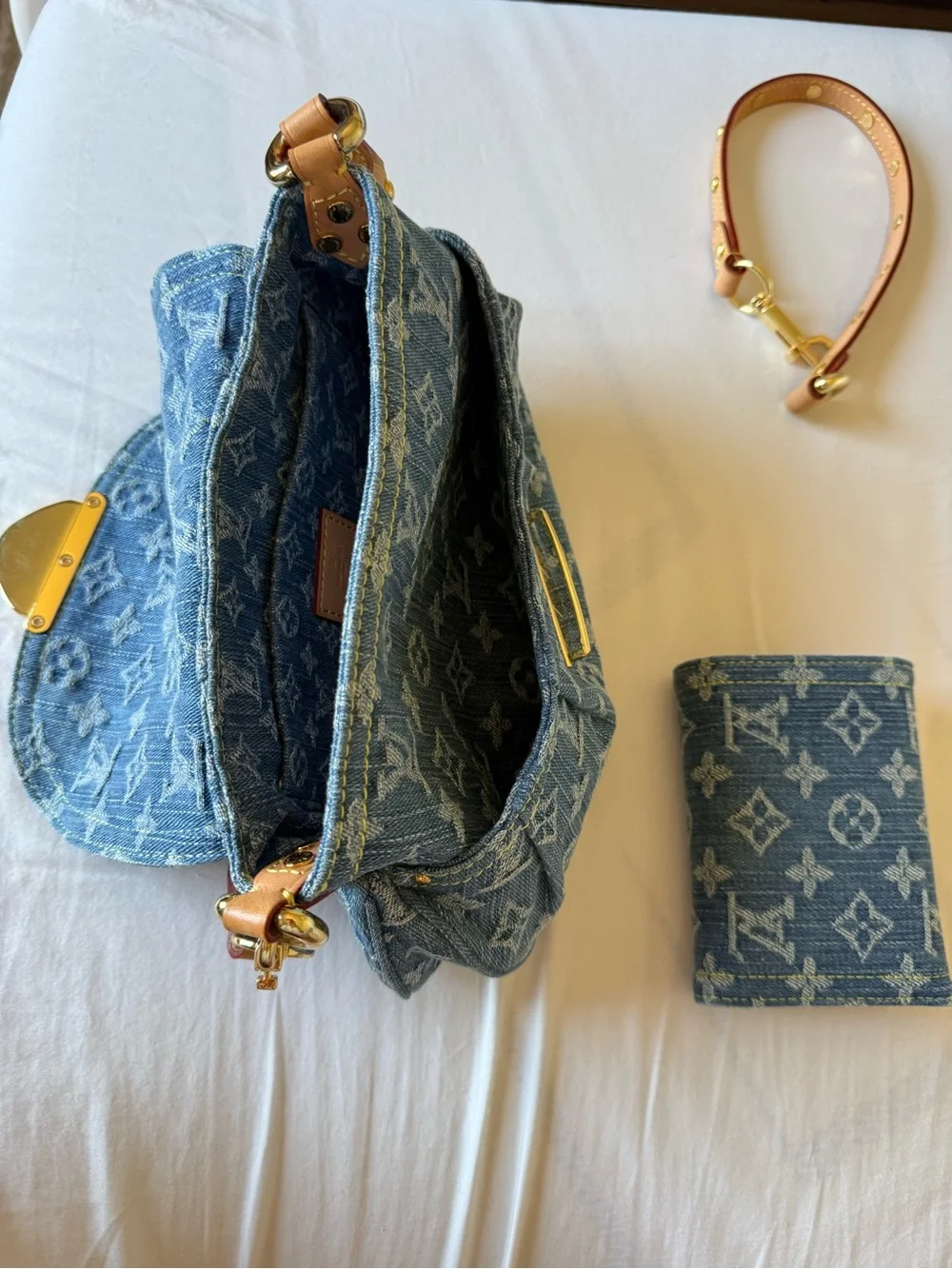 Bundle Blue Denim hobo bag Pochette Shoulder Bag with wallet